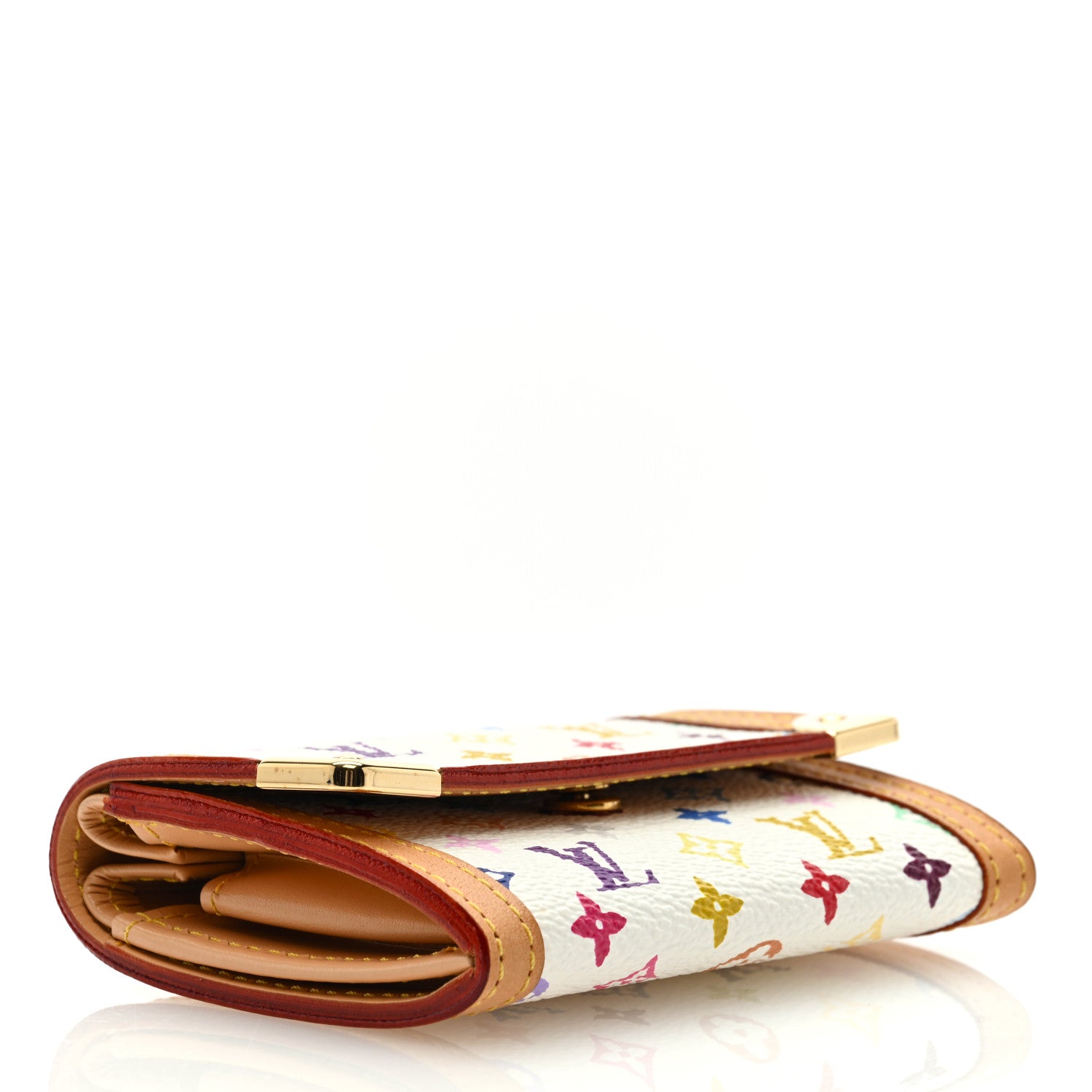 Louis Vuitton Monogram Multicolor Porte-Monnaie Plat Coin Purse White 4 of 6