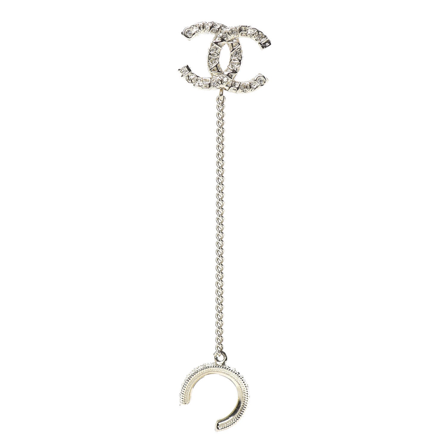Chanel Crystal CC Cuff Single Earring Gold 1 of 5