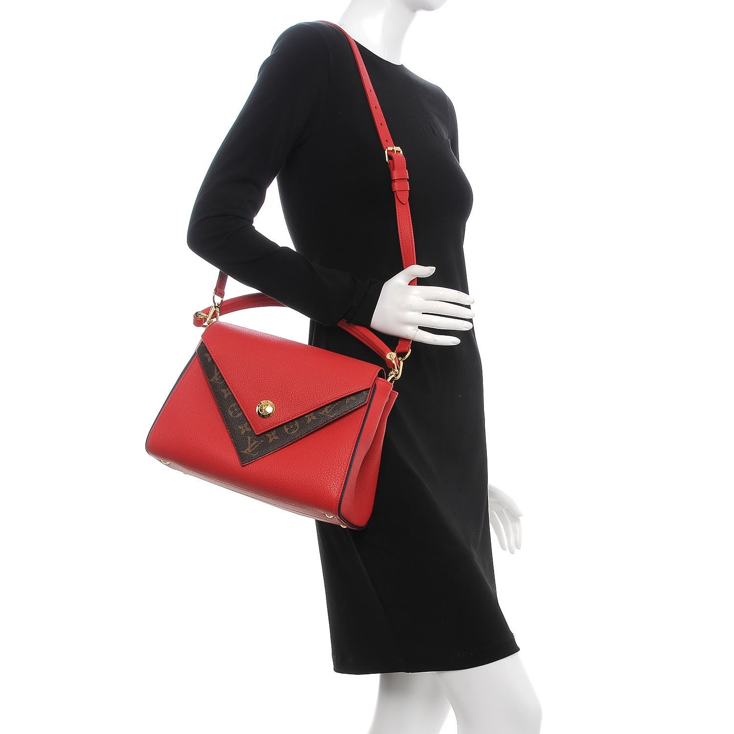 Louis Vuitton Grained Calfskin Monogram Double V Rubis 2 of 9