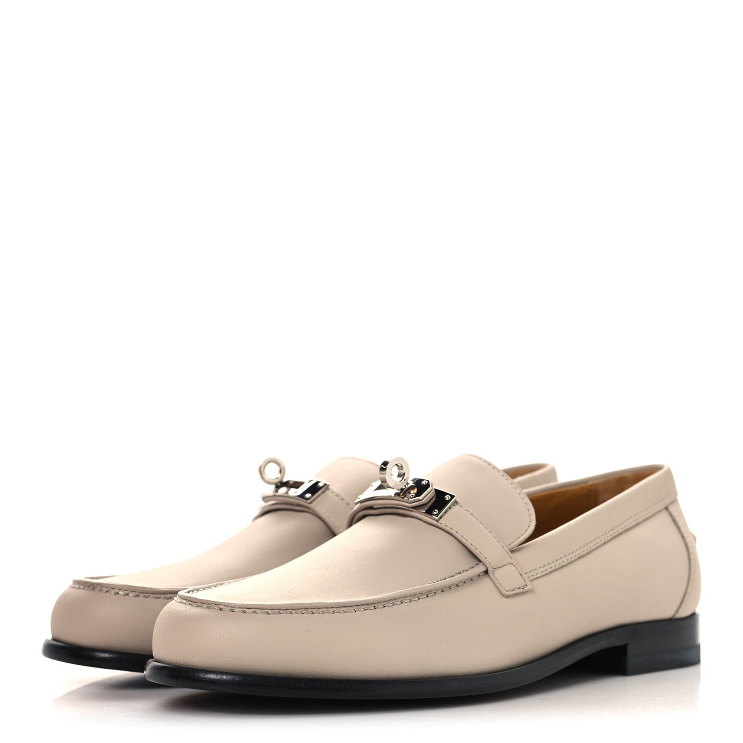 Calfskin Womens Destin Loafers 37.5 Beige Nomade