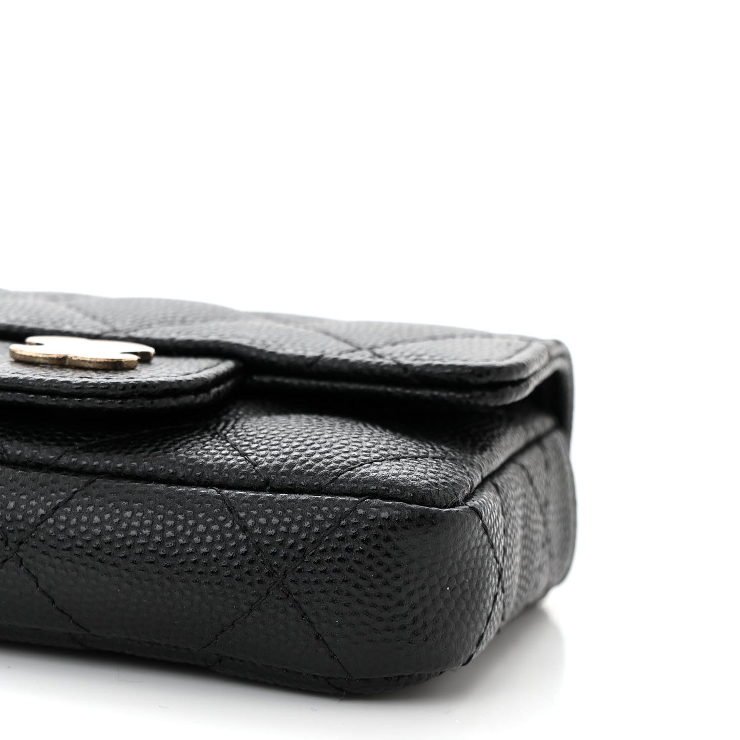Caviar Quilted Mini Chain Belt Bag Black