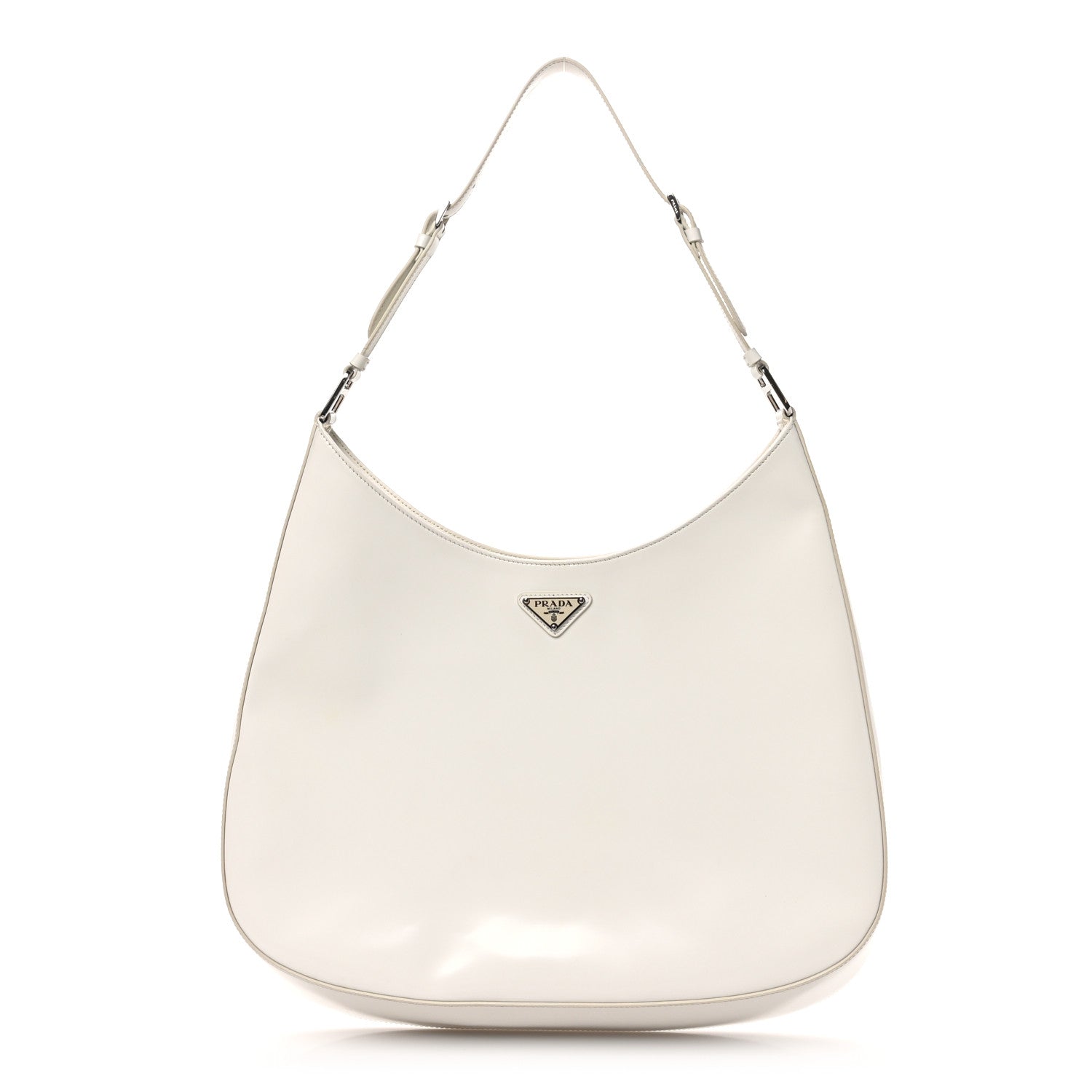 Prada Spazzolato Maxi Cleo Adjustable Strap Shoulder Bag White 1 of 9