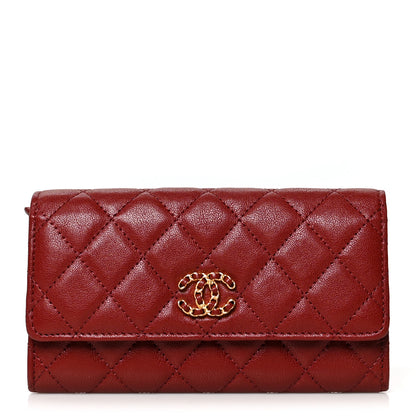 Chanel Lambskin Quilted Medium 19 Flap Wallet Burgundy 1 of 8