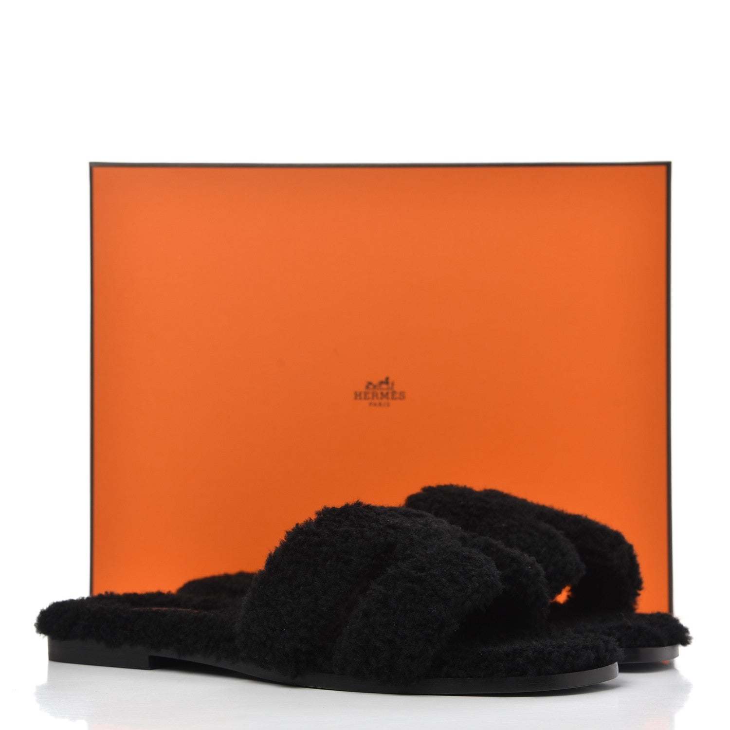 Hermes Woolskin Oran Sandals 39.5 Black 12 of 12