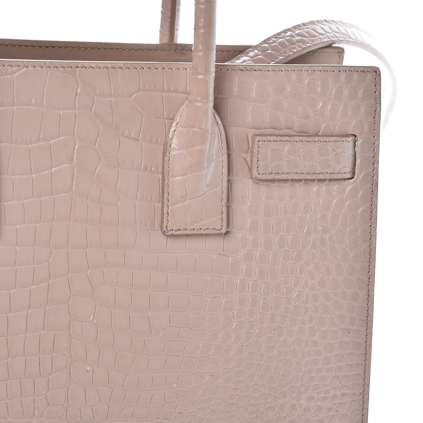 Calfskin Crocodile Embossed Baby Sac De Jour Rose Antic