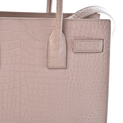 Saint Laurent Calfskin Crocodile Embossed Baby Sac De Jour Rose Antic 21 of 29