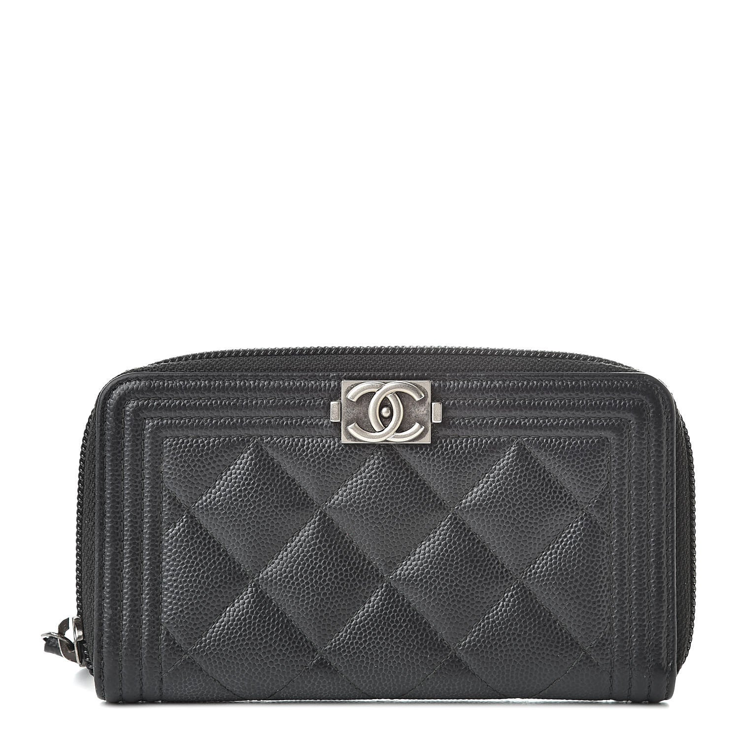 Chanel Caviar Quilted Small Boy Zip Around Wallet Black 1 of 8