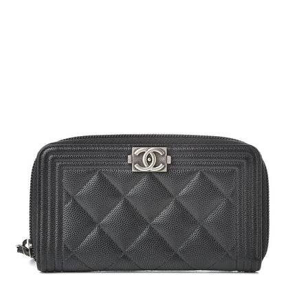 Chanel Caviar Quilted Small Boy Zip Around Wallet Black 1 of 8