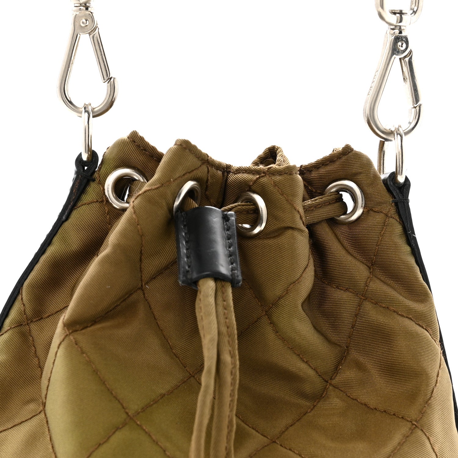 Prada Tessuto Nylon Impunturato Quilted Soft Calf Bucket Bag Antilope Black 8 of 12