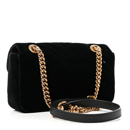Gucci Velvet Matelasse Mini GG Marmont Shoulder Bag Black 3 of 11
