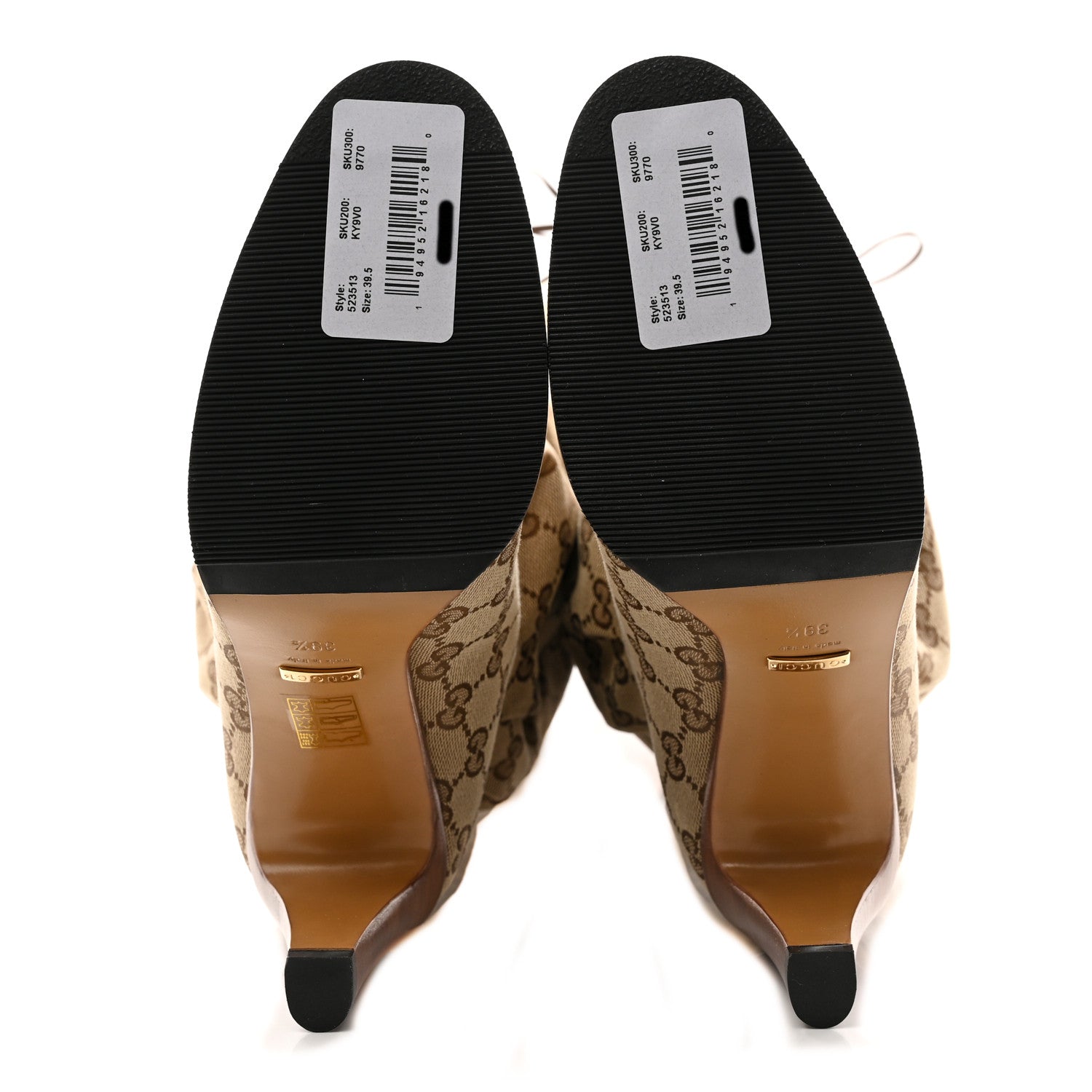 Gucci Monogram Over the Knee Boots 39.5 Beige Ebony 5 of 12