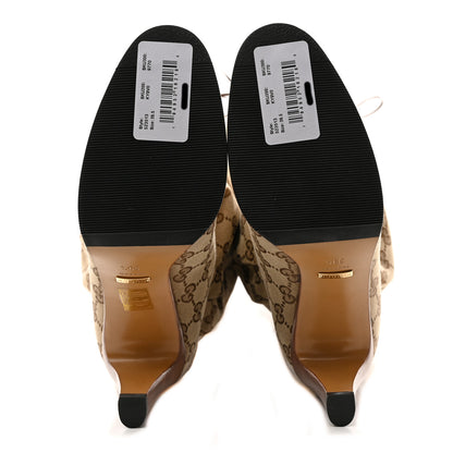 Gucci Monogram Over the Knee Boots 39.5 Beige Ebony 5 of 12