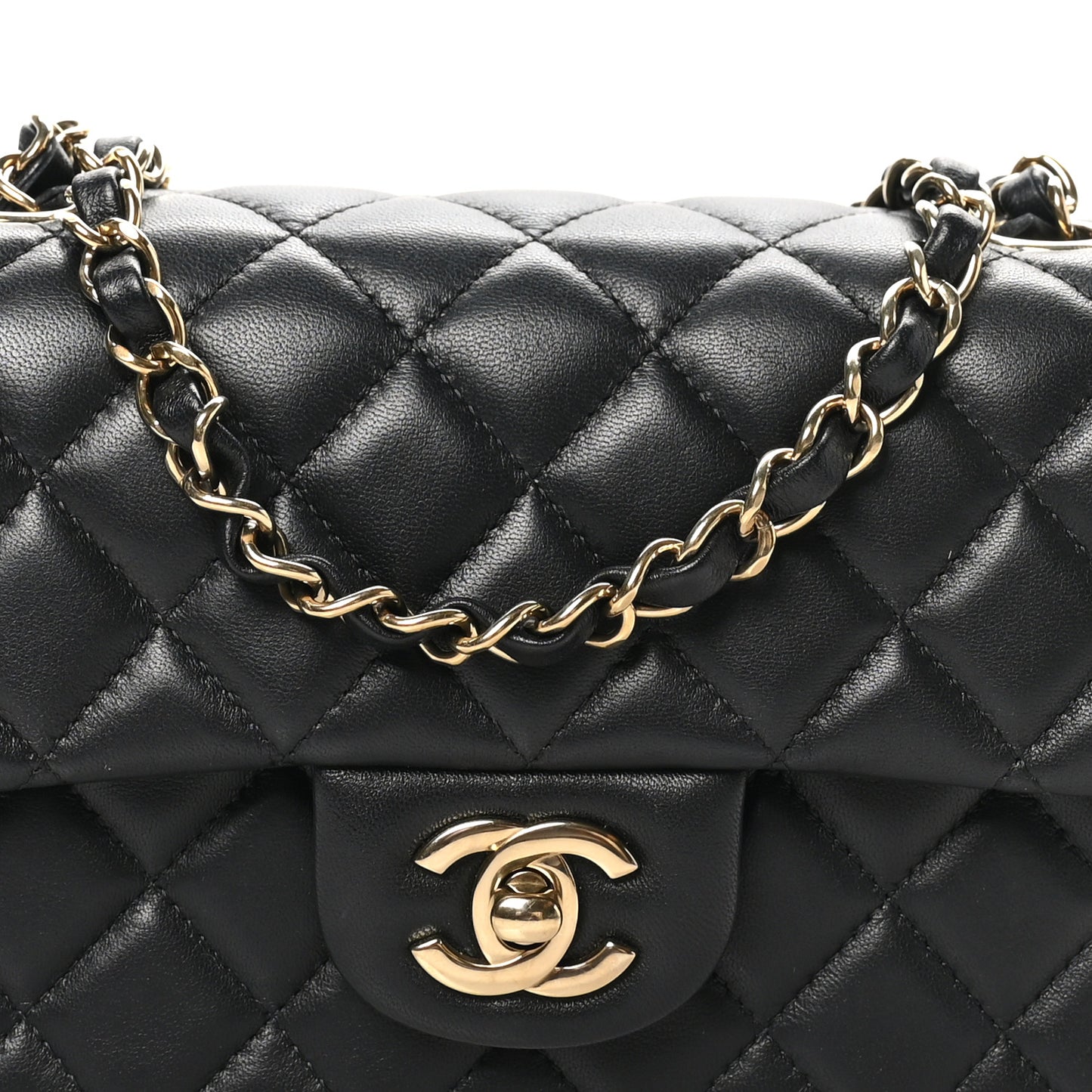 Lambskin Quilted Mini Rectangular Flap Black