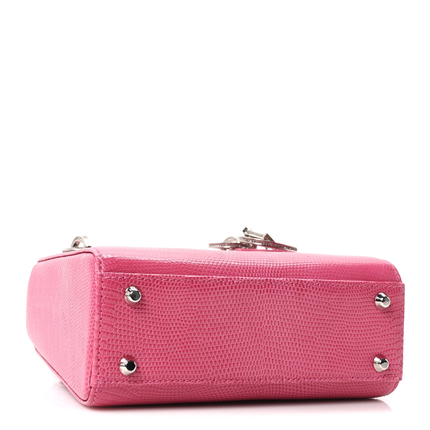 Lizard Swarovski Crystal Mini Lady Dior Dark Pink