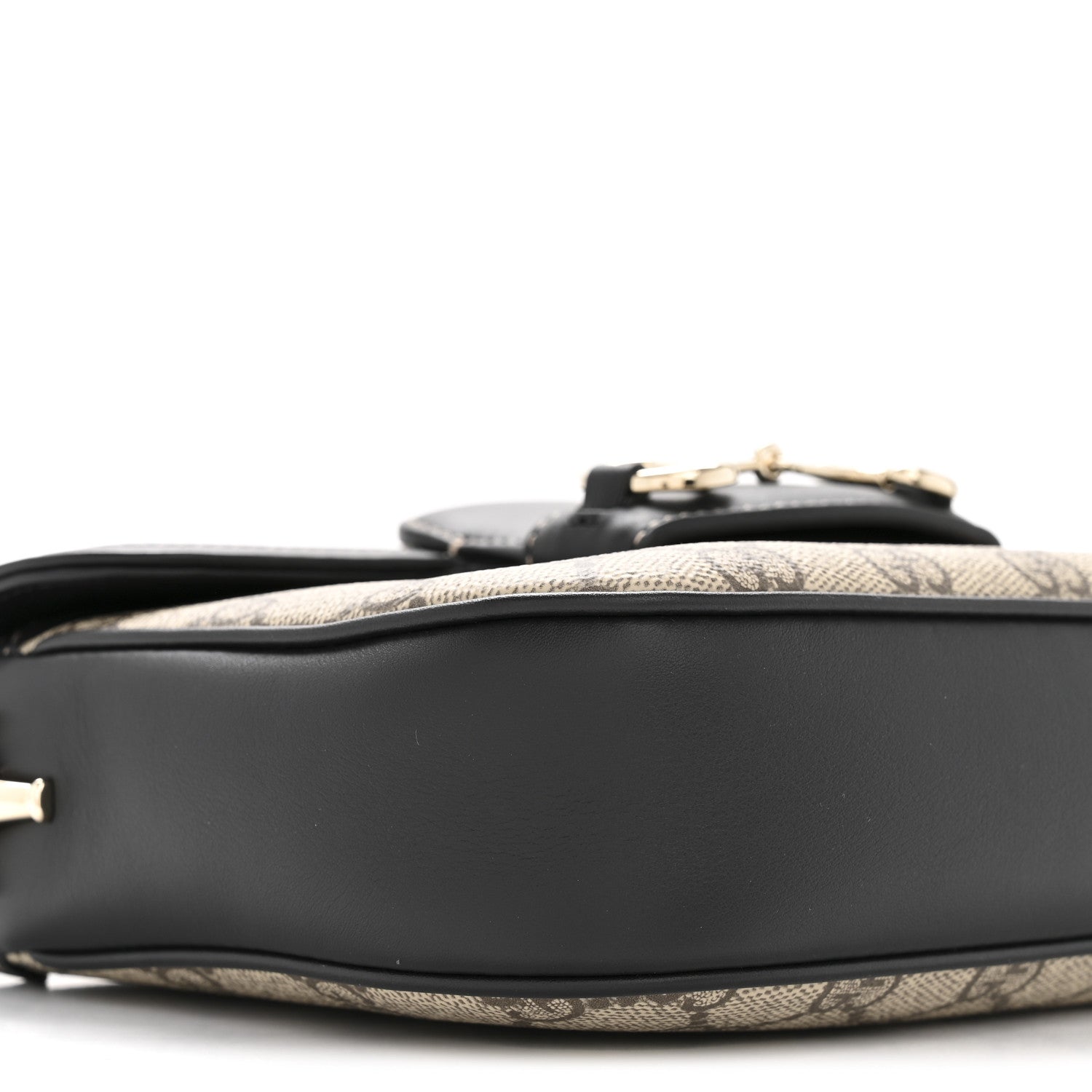 Gucci GG Supreme Monogram Horsebit 1955 Soft Small Shoulder Bag Beige Black 9 of 11