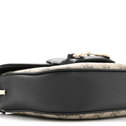 Gucci GG Supreme Monogram Horsebit 1955 Soft Small Shoulder Bag Beige Black 9 of 11