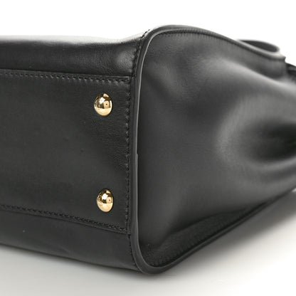 Fendi Vitello Century Velvet F is Fendi FF Medium Peekaboo Iconic Satchel Black White 10 of 12