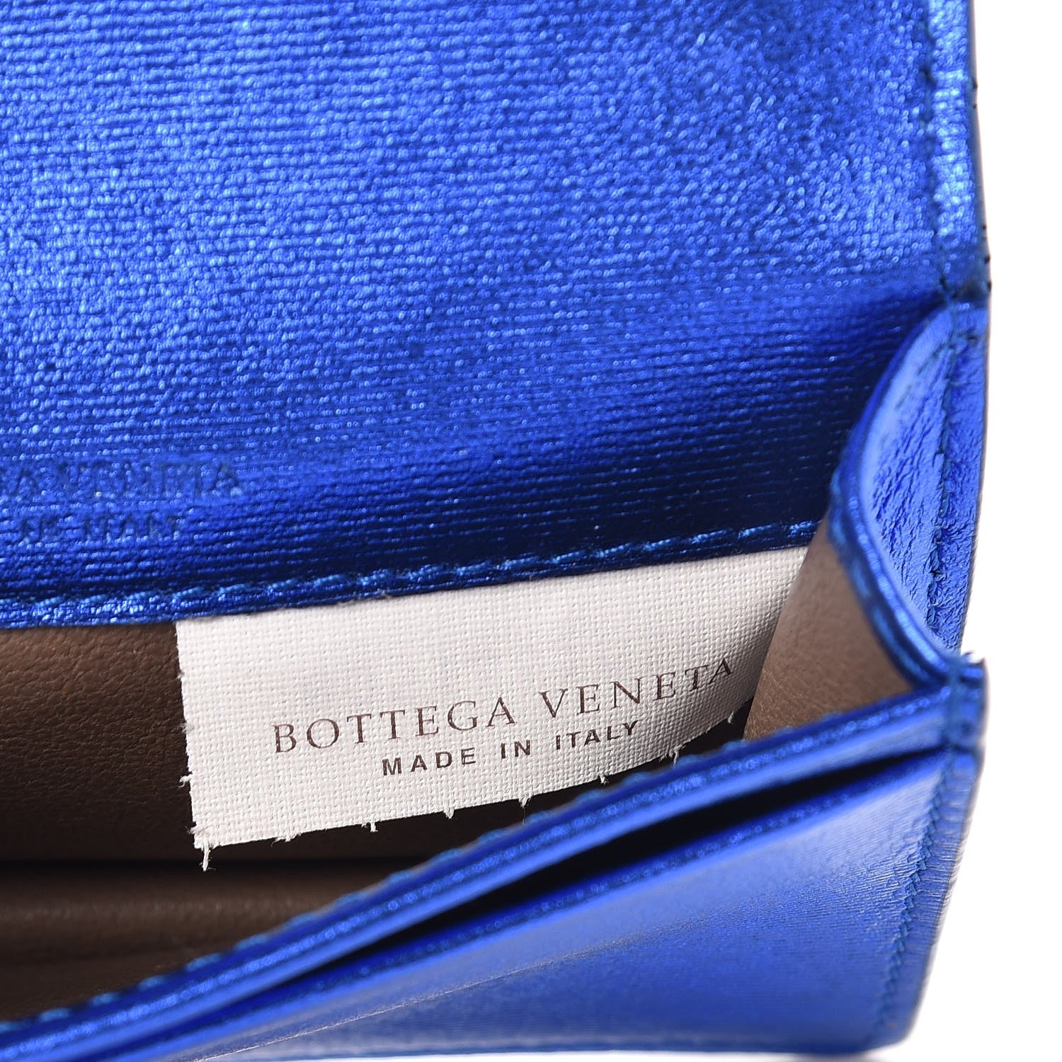 Bottega Veneta Metallic Intrecciato Grosgrain Card Case Cobalt 7 of 8