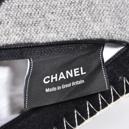 Chanel Merino Wool Cashmere CC Pillow Black Beige 4 of 5