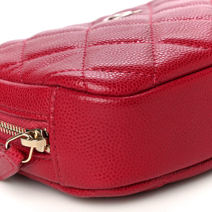 Chanel Caviar Quilted Small Curvy Pouch Cosmetic Case Dark Pink 9 of 11