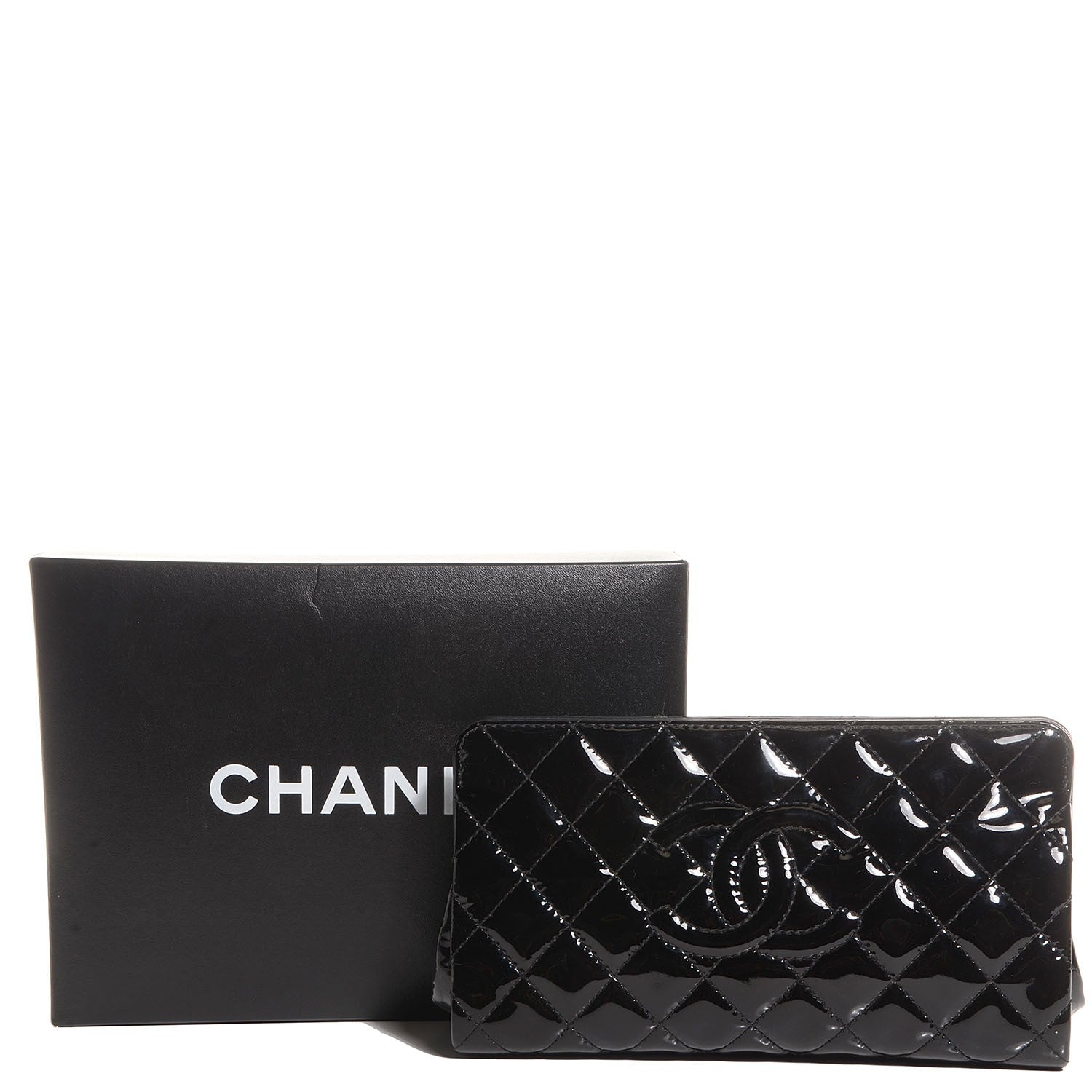 Chanel Patent CC Quilted Timeless Clutch Black 2 of 8