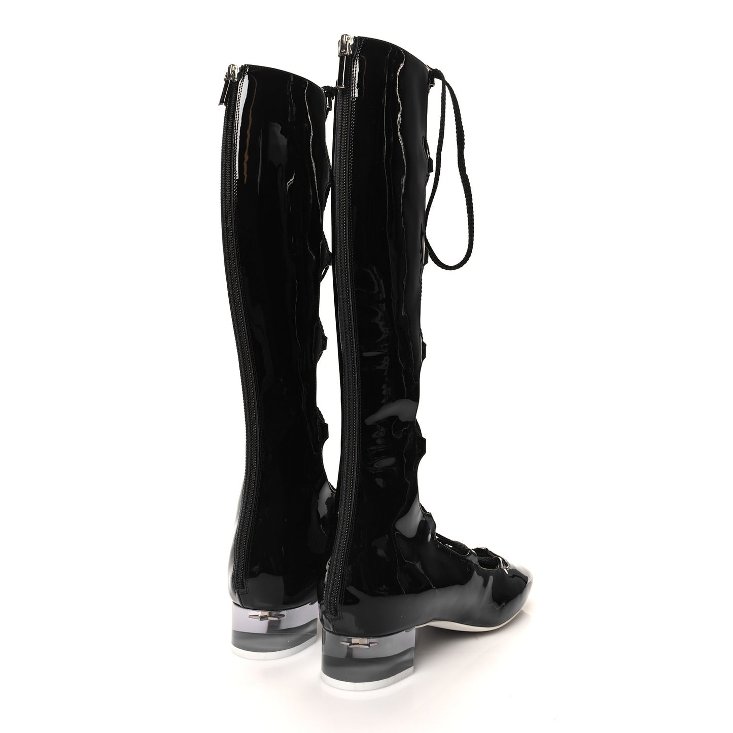 Patent Diorarty 30mm Lace Up Boots 39 Black