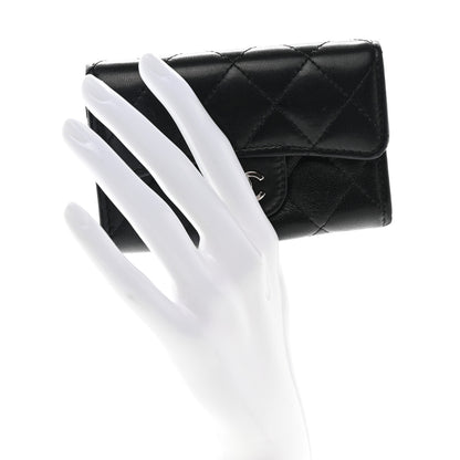Chanel Lambskin Quilted Flap Card Holder Wallet Black 2 of 9