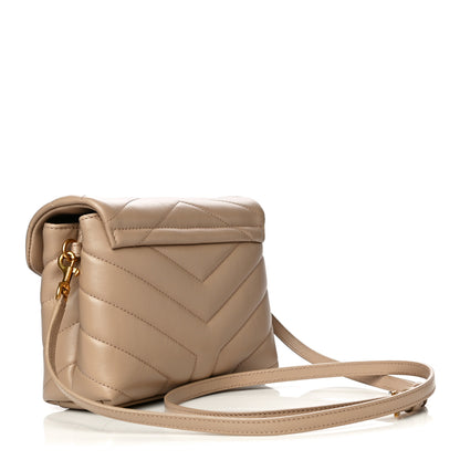 Saint Laurent Calfskin Y Quilted Monogram Toy Loulou Crossbody Bag Dark Beige 2 of 10