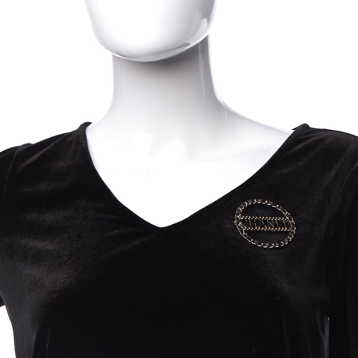Chanel Lambskin Chain Logo Brooch Black Gold 2 of 5