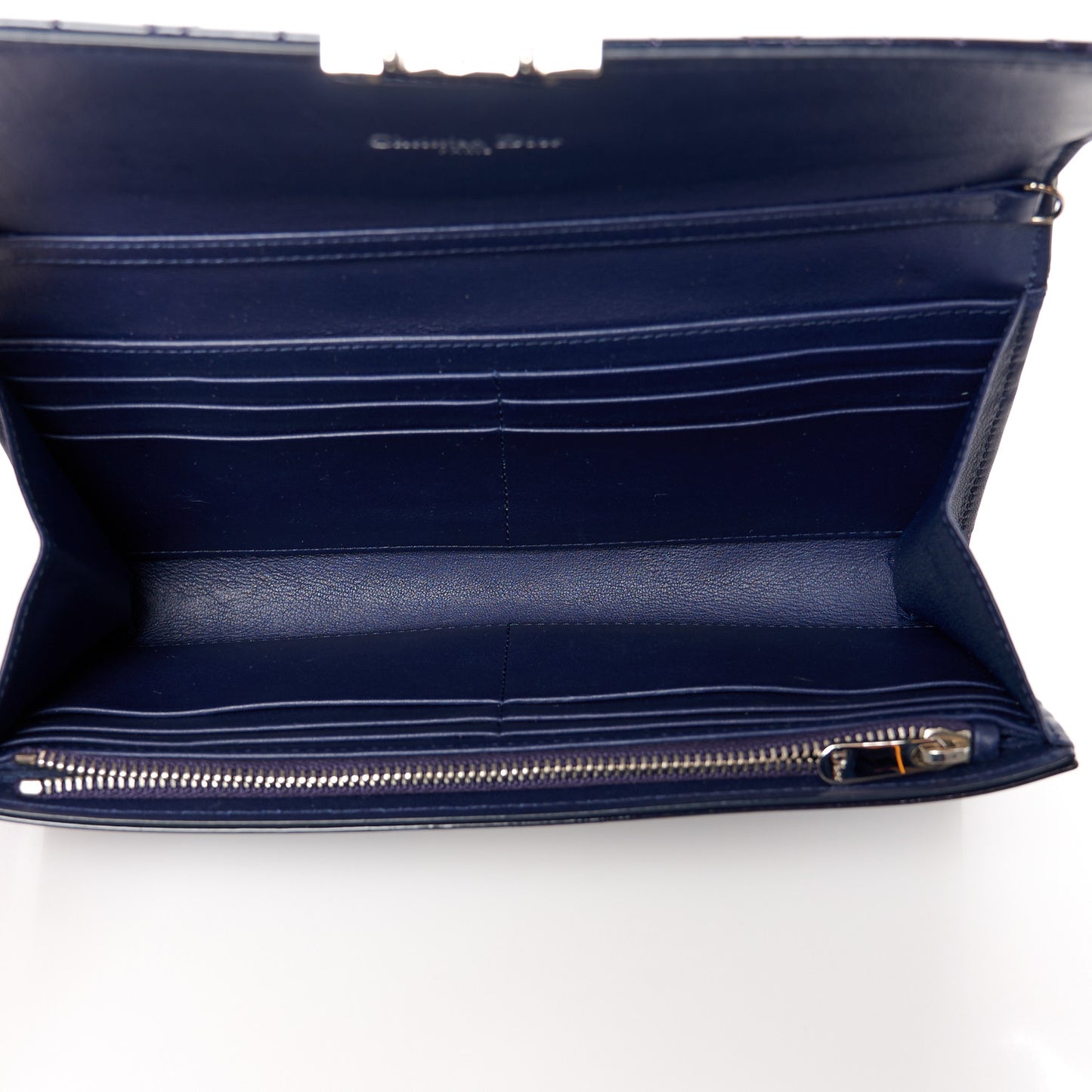 Patent Cannage Miss Dior Chain Wallet Blue Nuit
