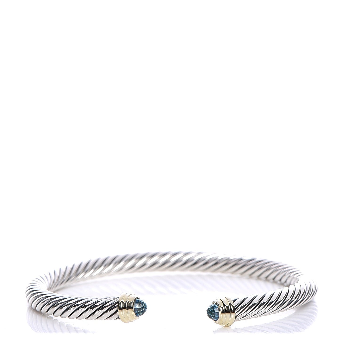 Sterling Silver 14K Yellow Gold Blue Topaz 5mm Cable Classics Petite Color Bracelet