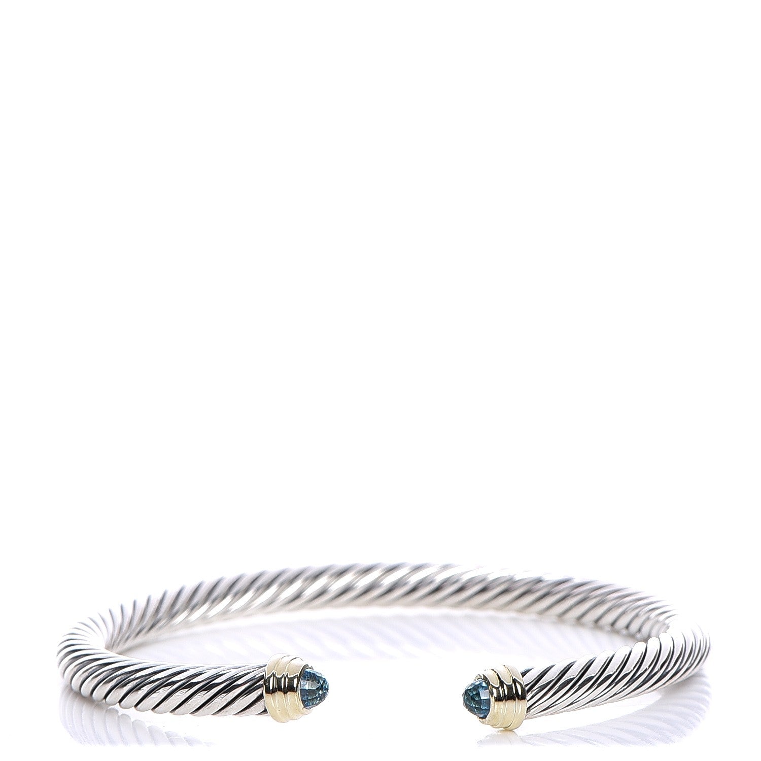 David Yurman Sterling Silver 14K Yellow Gold Blue Topaz 5mm Cable Classics Petite Color Bracelet 1 of 5
