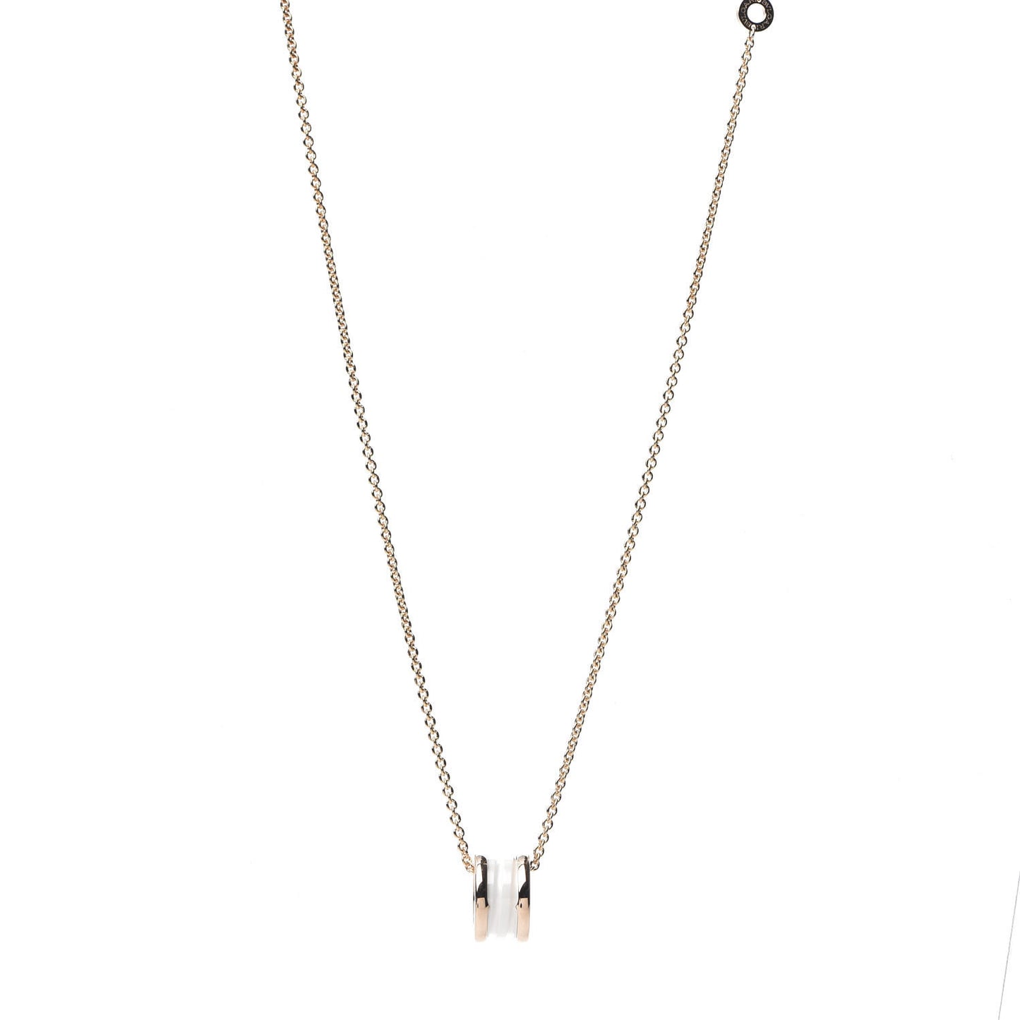 18K Rose Gold White Ceramic B.Zero1 Pendant Necklace