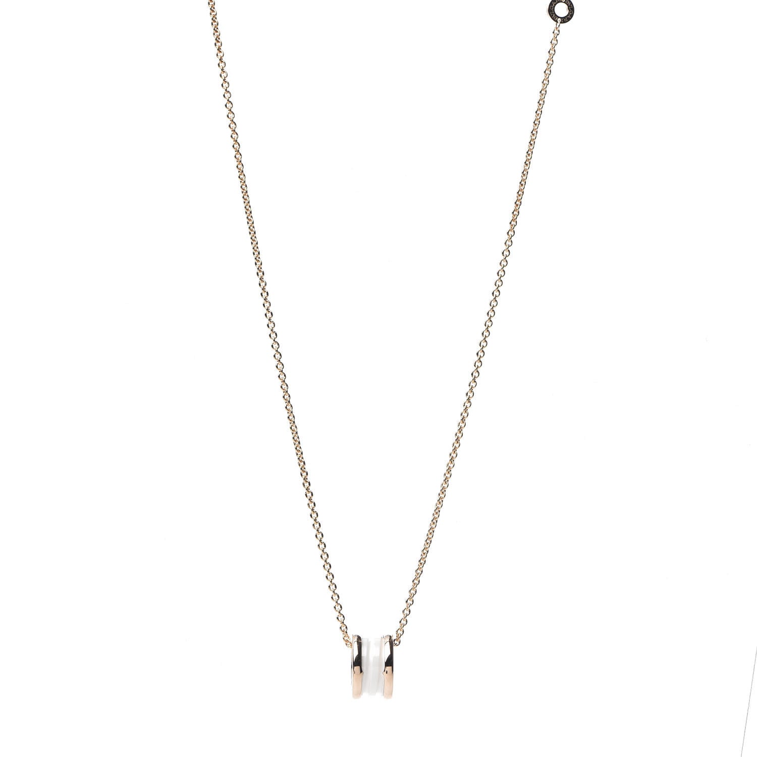 Bulgari 18K Rose Gold White Ceramic B.Zero1 Pendant Necklace 1 of 4