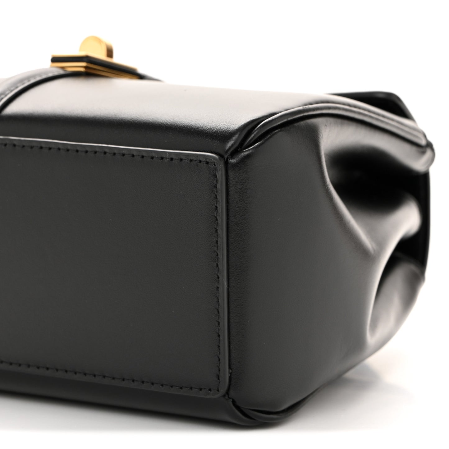 Satinated Calfskin Mini 16 Top Handle Bag Black