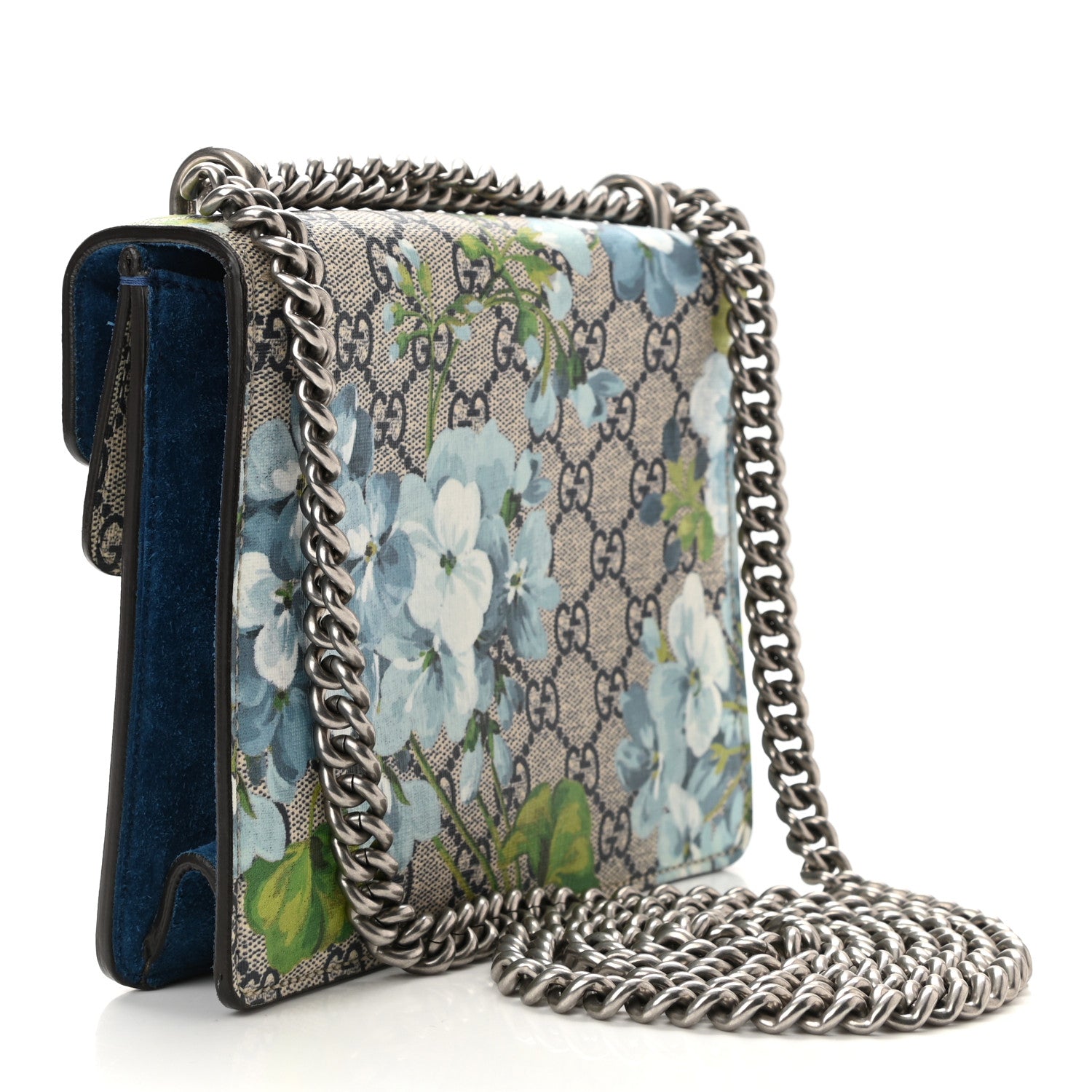 Gucci GG Supreme Monogram Blooms Mini Dionysus Shoulder Bag Beige Navy Vintage Blue 3 of 10