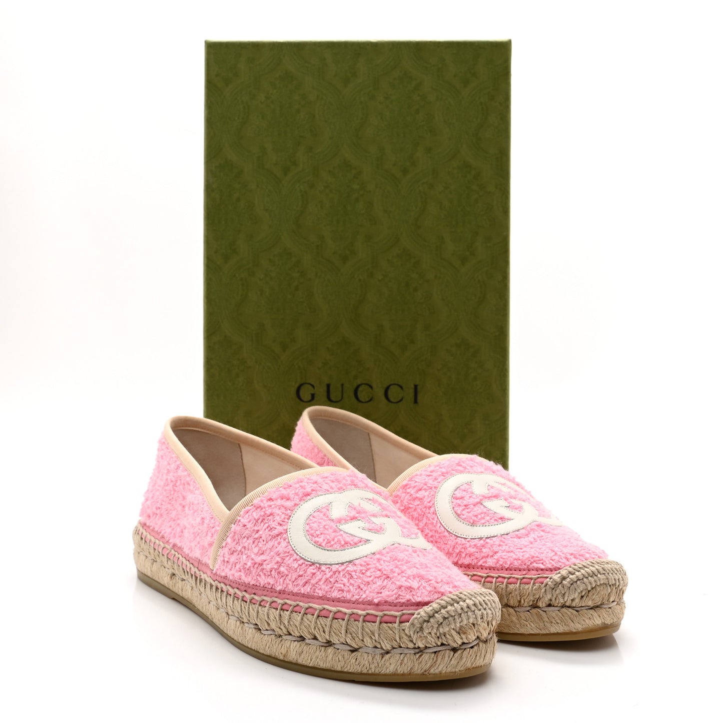 Terry Cloth Interlocking G Espadrilles 37 Pink Dusty White Beige
