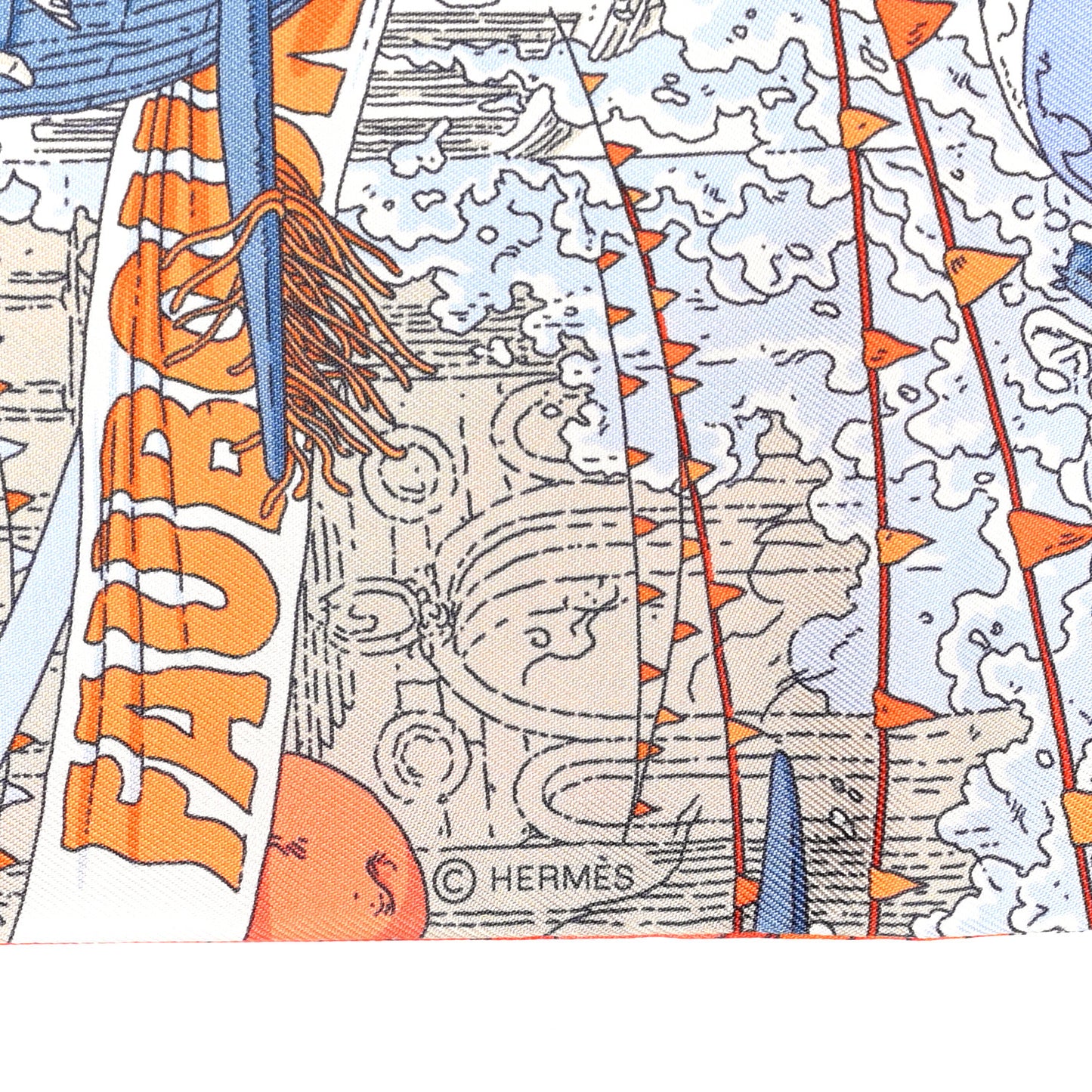 Silk Le Grand Prix du Faubourg Maxi Twilly Slim Orange Bleu Jean