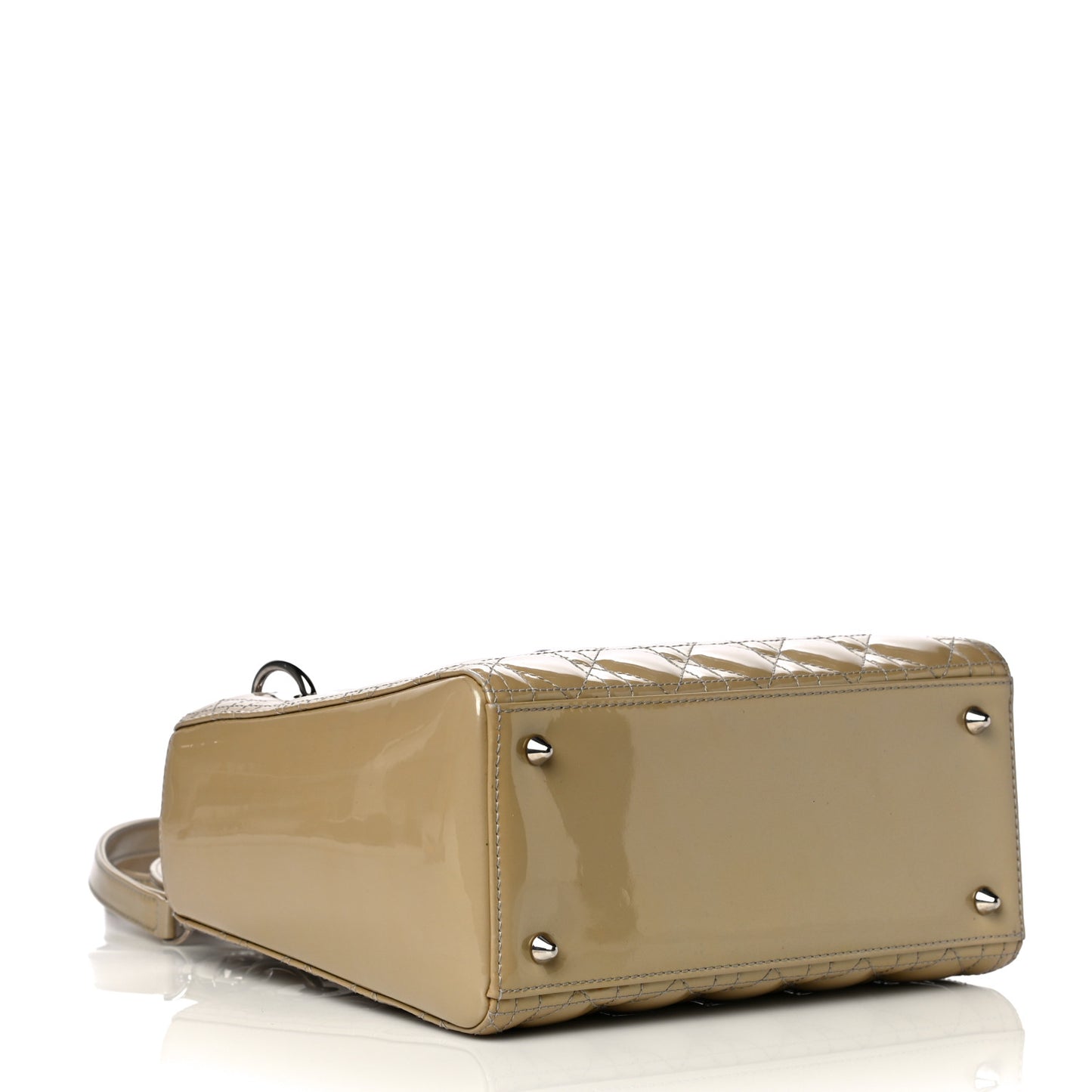 Patent Cannage Medium Lady Dior Beige