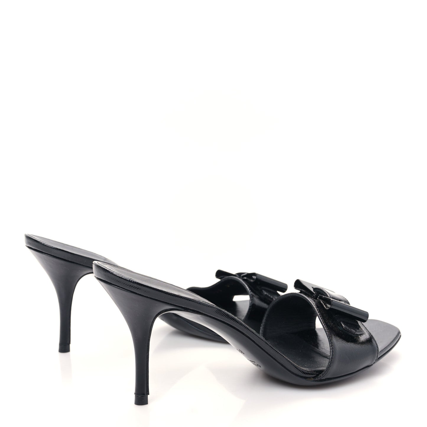 Calfskin Womens Tess Mid Heel Slide Sandals 8.5 Black