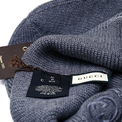 Gucci Wool Tricot Interlocking G Simple GG Beanie Hat M Graphite 10 of 16