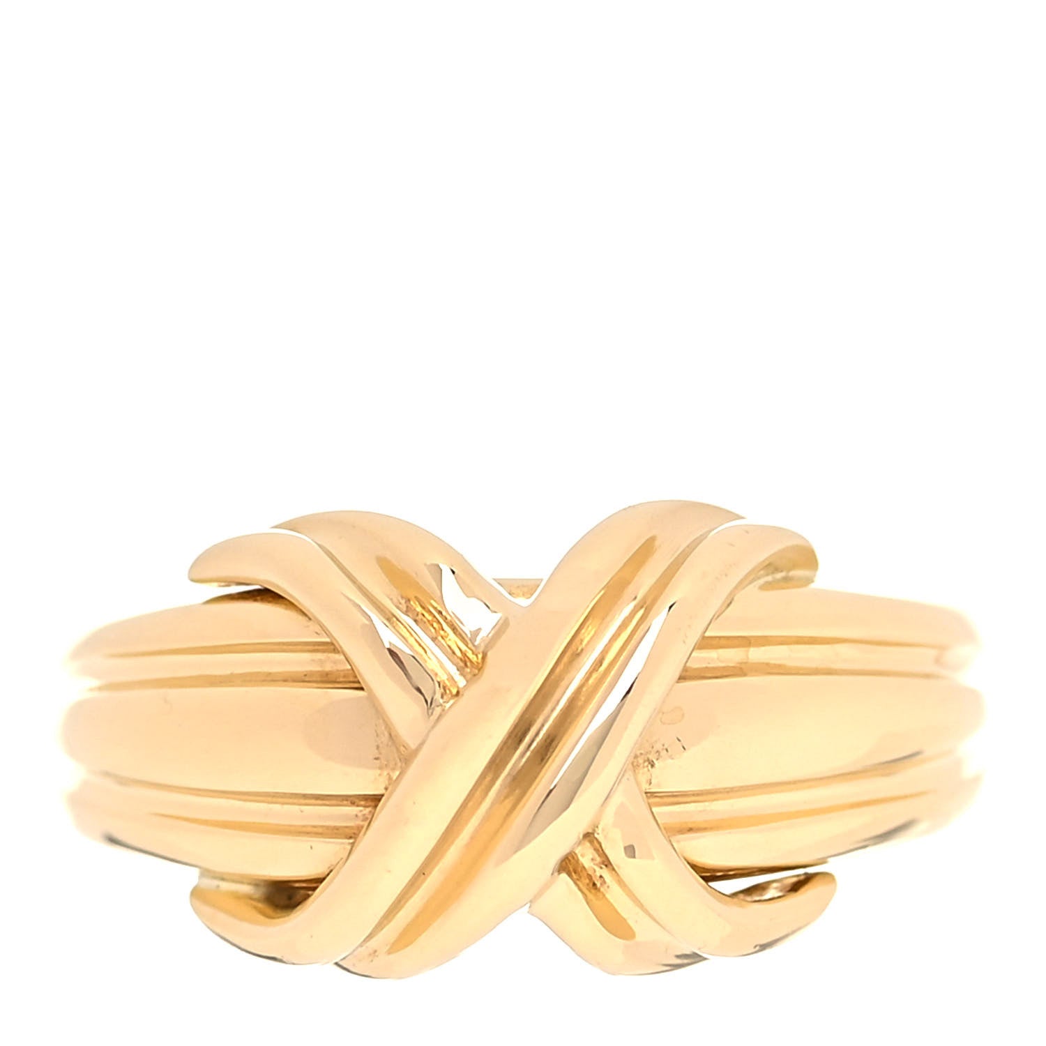 Tiffany 18K Yellow Gold Signature X Ring 49 5 1 of 6