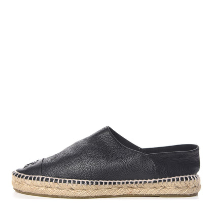 Chanel Grained Calfskin CC Espadrilles 40 Black 1 of 9