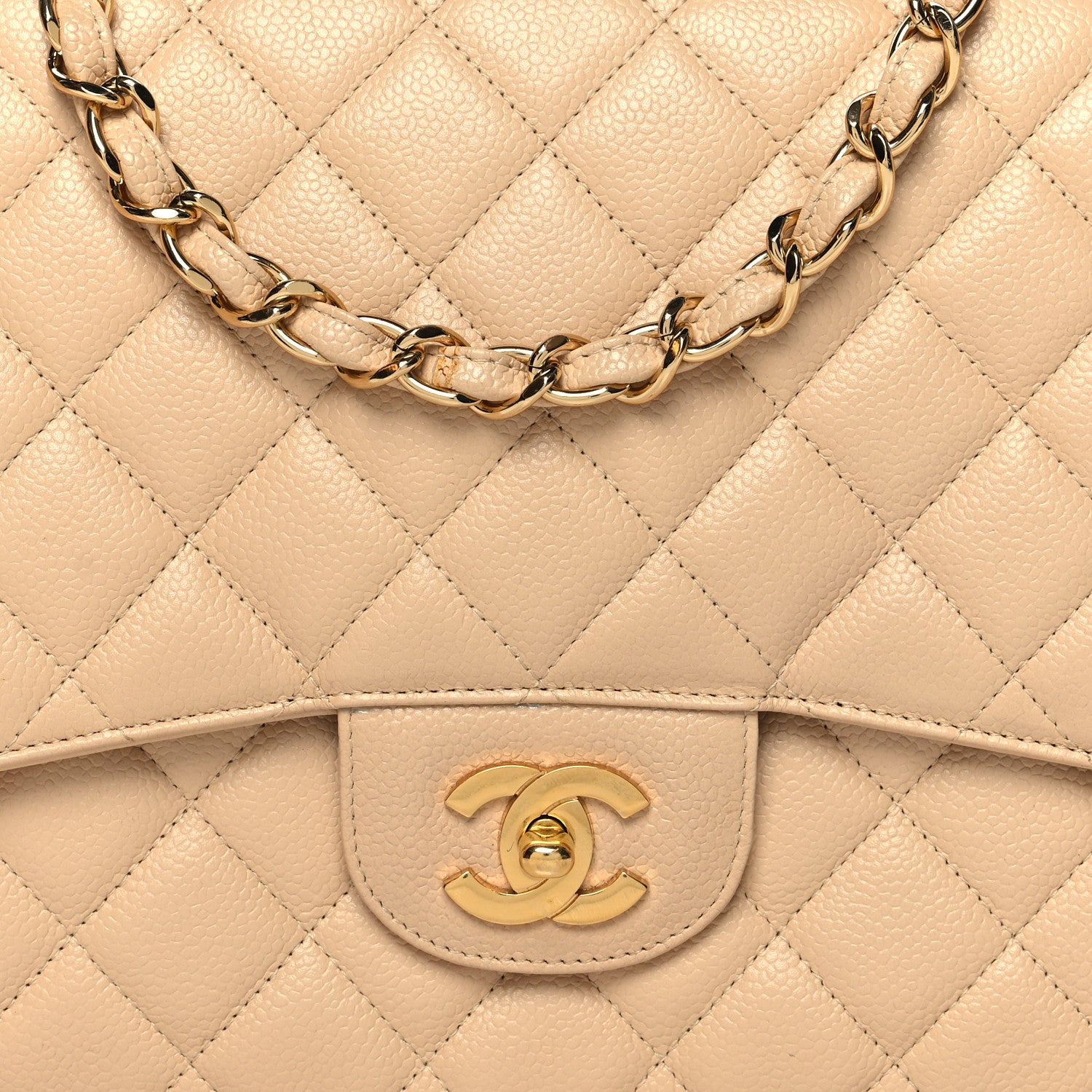 Chanel Caviar Quilted Jumbo Single Flap Beige 8 of 10