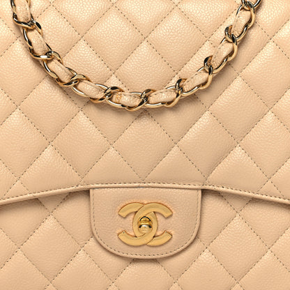 Chanel Caviar Quilted Jumbo Single Flap Beige 8 of 10