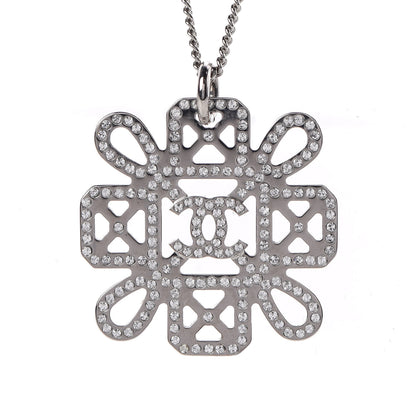 Chanel Crystal Strass Cross CC Necklace Silver 5 of 6