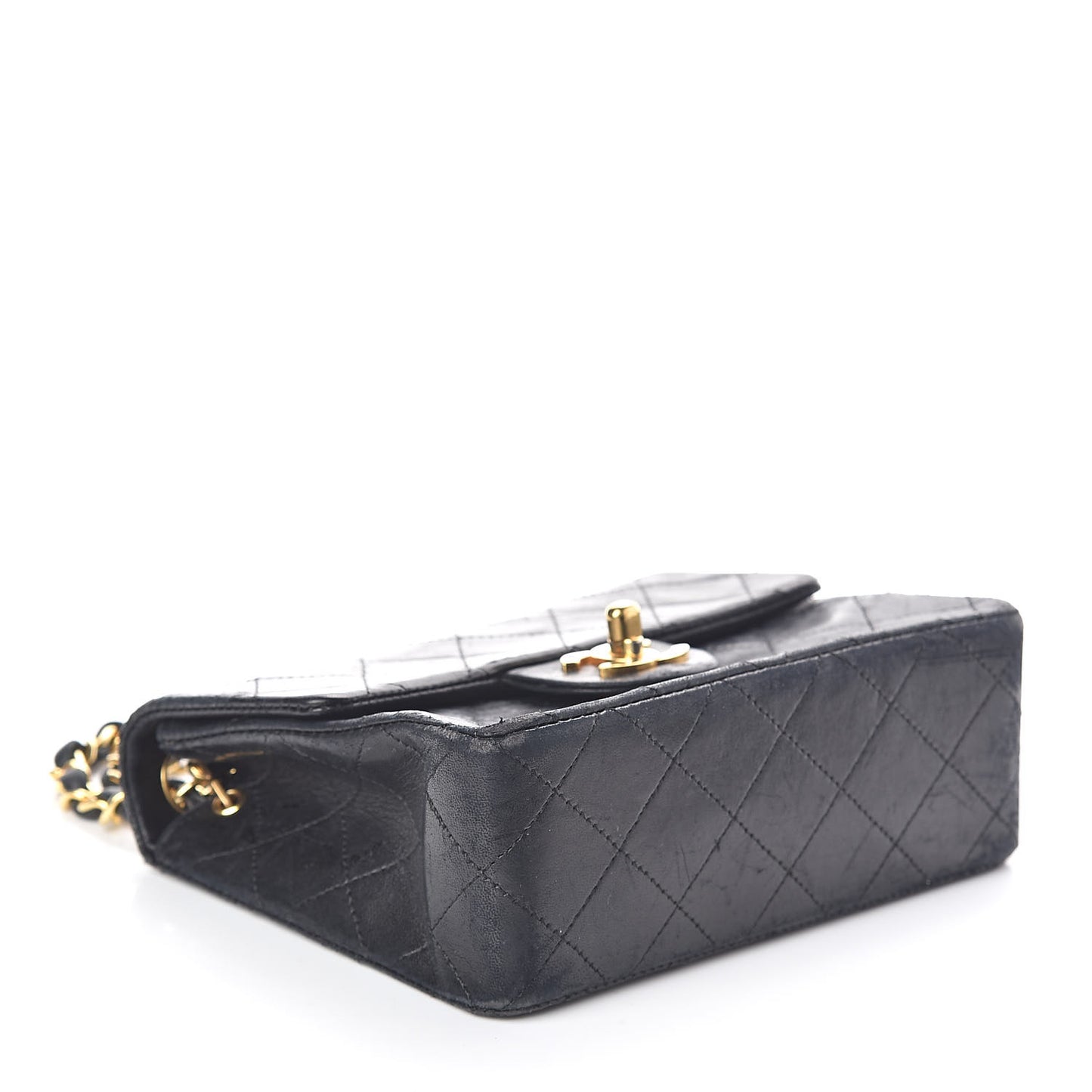 Lambskin Quilted Mini Square Flap Black