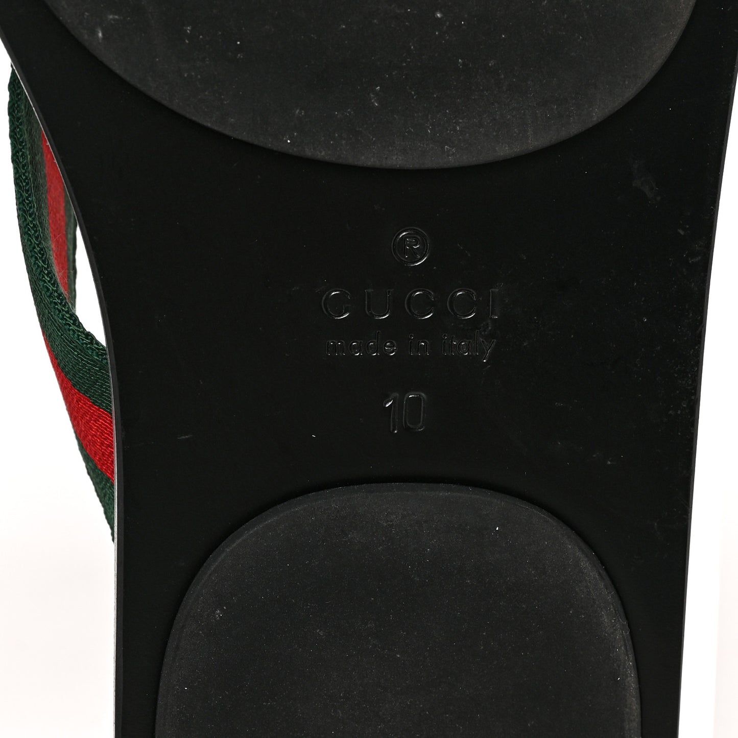 Nylon Calfskin Web Mens GG Thong Sandals 10 Green Red Black