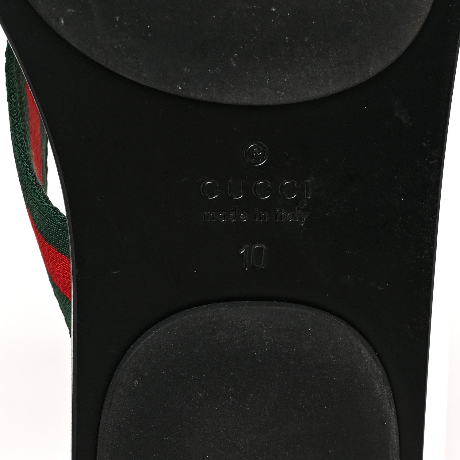 Gucci Nylon Calfskin Web Mens GG Thong Sandals 10 Green Red Black 6 of 8