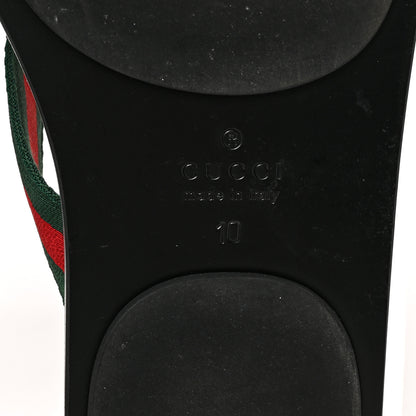 Gucci Nylon Calfskin Web Mens GG Thong Sandals 10 Green Red Black 6 of 8
